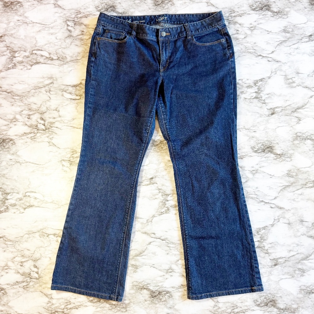 Ann Taylor LOFT Dark Wash Mid-Rise Curvy Bootcut Jeans